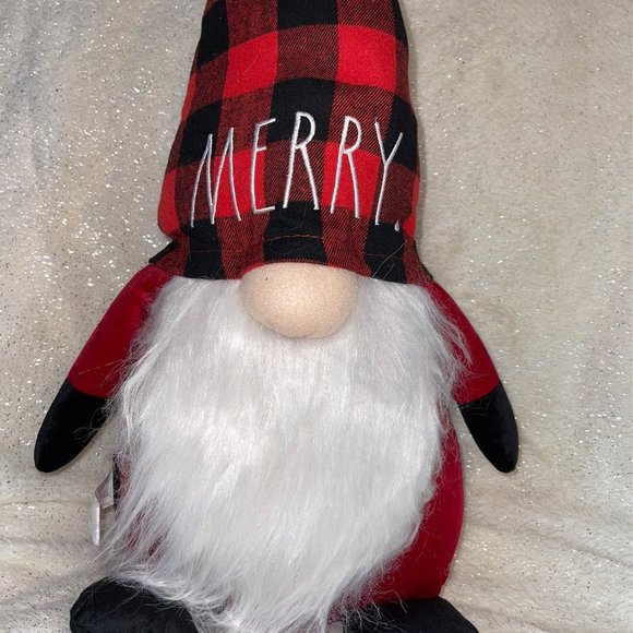 NWT BUNDLE of TWO Rae Dunn Christmas JOYFUL & MERRY Buffalo Check Gnomes - Picture 9 of 12